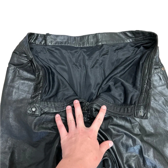 Women’s black leather lined pants - Picture 3 of 3